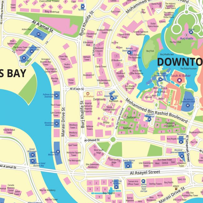 Business Bay and Downtown Map - Dubai Map - Interactive 3D Map - Abu ...